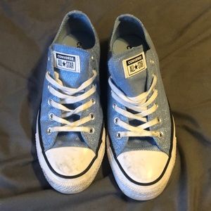 Sparkling blue converse.
